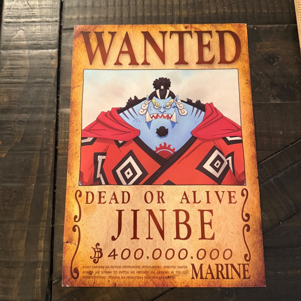 One Piece Jinbe Wanted Poster Anime Collectible 400 Million Bounty
